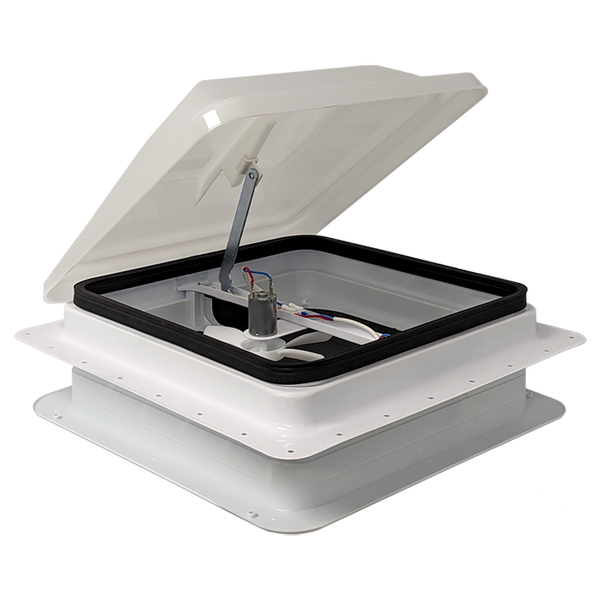 Coast RV 14x14 White Wind-Up Roof Vent With 12V FAN
