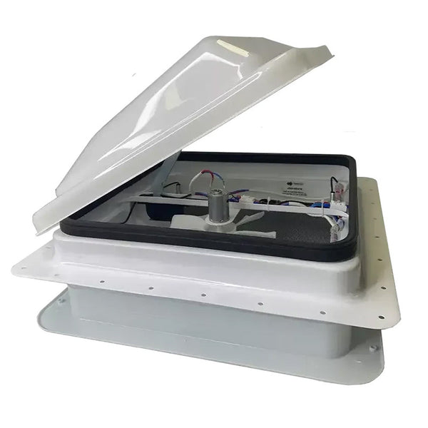 Coast RV 14x14 White Wind-Up Roof Vent With 12V FAN & LED