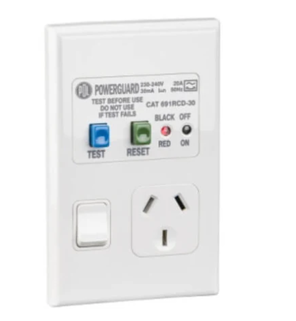 Vertical Single Switch Socket w RCD Protection