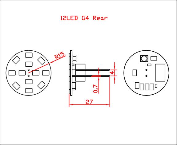 G4 Rear Pin  - 12SMD (10-30vDC) - Warm White