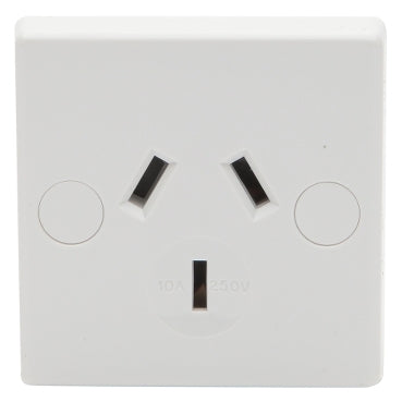 Socket 10A 3 Pin Flush Panel Mount Sq